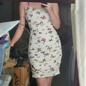 Womens White Butterfly Print Bodycon Dress from Rue 21